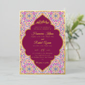 Invitation En Aluminium Turkish Geometric Motif Pattern Islamic Wedding  (Debout devant)
