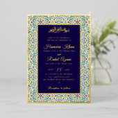 Invitation En Aluminium Turkish Geometric Motif Pattern Islamic Wedding (Debout devant)