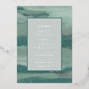 Invitation En Aluminium Turquoise Abstrait Côtier Chic Mariage moderne