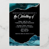 Invitation En Aluminium Turquoise Bleu Faux Parties scintillant Argent Mar (Recto)