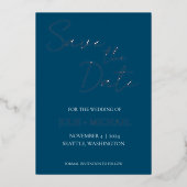 Invitation En Aluminium Turquoise Bleu Simple Style Mariage Enregistrer la (Recto)