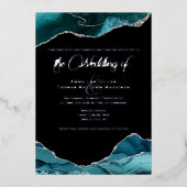 Invitation En Aluminium Turquoise Blue Silver Faux Parties scintillant Aga (Recto)