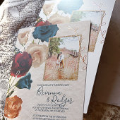 Invitation En Aluminium Turquoise, Bourgogne, Rose Rose d'or Mariage