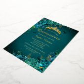 Invitation En Aluminium Turquoise Élégant Floral Vibrant Papillon Quincean (Rotation)