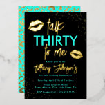 Invitation En Aluminium Turquoise Gold Talk Trente To Me Leopard 30e<br><div class="desc">Plus Jolies invitations d'anniversaire dans le Little Bayleigh Store!</div>
