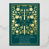 Invitation En Aluminium Turquoise Mariage d'épée médiévale (Recto)