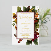 Invitation En Aluminium Turquoise rustique | Orange | Mariage de bouquet d (Debout devant)