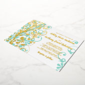 Invitation En Aluminium Turquoise Turquoise Real Gold Foil Mariage Floral (Rotation)