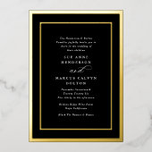 Invitation En Aluminium Tuxedo Black Calligraphy Gold Frame Mariage (Recto)