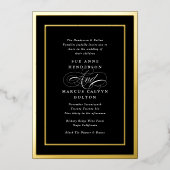 Invitation En Aluminium Tuxedo Formelle Calligraphie Gold Frame Mariage (Recto)