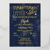 Invitation En Aluminium Twinkle Twinkle Little Star Boy 1er anniversaire (Recto)