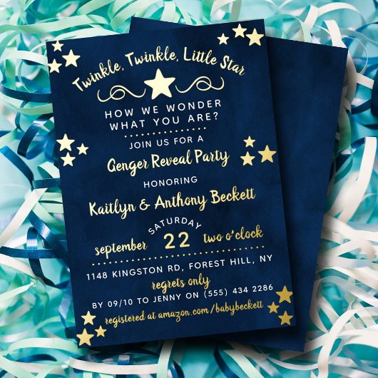 Invitation En Aluminium Twinkle Twinkle Little Star Genre Reveal Party