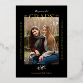 Invitation En Aluminium Two Graduates Joint Double Graduation Announcement (Recto)