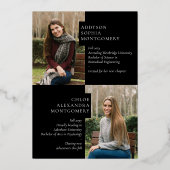 Invitation En Aluminium Two Graduates Joint Double Graduation Announcement (Verso)