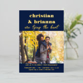 Invitation En Aluminium Tying Knot Engagement Party Photo Gold (Debout devant)