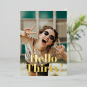 Invitation En Aluminium Typographie audacieuse Moderne 30e anniversaire de (Debout devant)