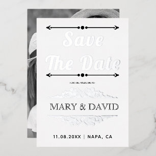 Invitation En Aluminium Typographie de papier d'argent rose vintage Save t