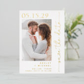 Invitation En Aluminium Typographie de script simple 4 Photo Enregistrer l (Debout devant)