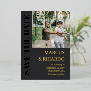 Invitation En Aluminium Typographie du charbon et de l'or Photo Enregistre