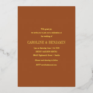 Invitation En Aluminium Typographie élégante Mariage élégant Or en terre c