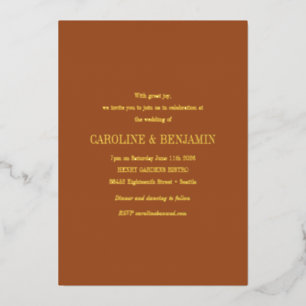 Invitation En Aluminium Typographie Élégante Mariage Élégant Terracotta Or