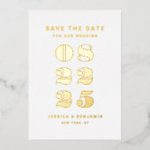 Invitation En Aluminium Typographie Élégante Mariage Enregistrer La Date O (Recto)