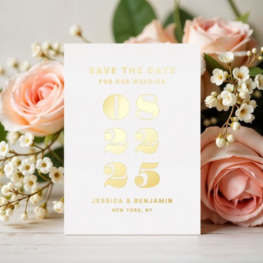 Invitation En Aluminium Typographie Élégante Mariage Enregistrer La Date O