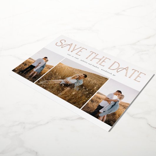 Invitation En Aluminium Typographie Élégante Photo Mariage Enregistrer La (Rotation)