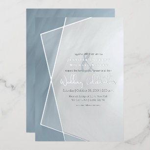 Invitation En Aluminium typographie géométrique bleu poussiéreux mariage a
