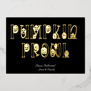 Invitation En Aluminium Typographie Halloween "Promenade des citrouilles"