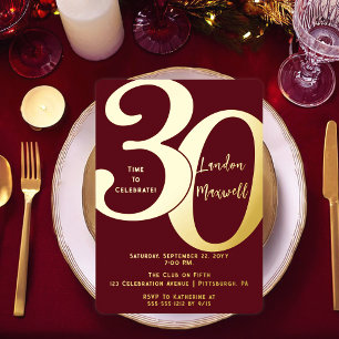 Invitation En Aluminium Typographie minimaliste 30 30e fête d'anniversaire