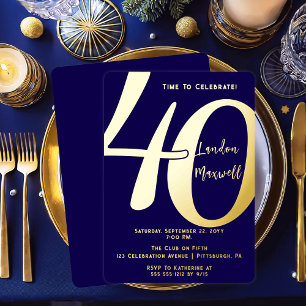 Invitation En Aluminium Typographie Minimaliste 40 Anniversaire 40 ans