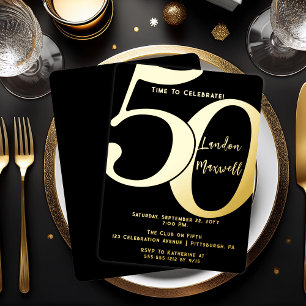Invitation En Aluminium Typographie minimaliste 50 50ème anniversaire