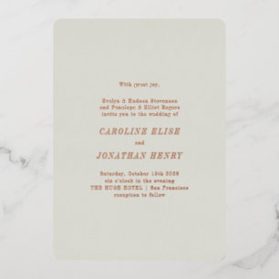 Invitation En Aluminium Typographie minimaliste Rose Or Mariage élégant