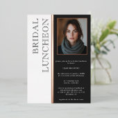 Invitation En Aluminium Typographie moderne Black White Photo Bridal Déjeu (Debout devant)