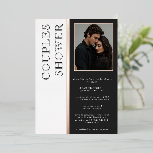 Invitation En Aluminium Typographie moderne Black White Photo Couples Douc (Debout devant)