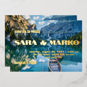 Invitation En Aluminium Typographie Moderne Lac de Montagnes