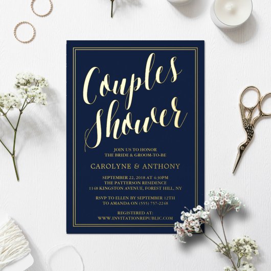 Invitation En Aluminium Typographie moderne Mariage Couples Douche Real