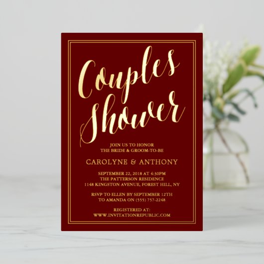Invitation En Aluminium Typographie moderne Mariage Couples Douche Real (Debout devant)