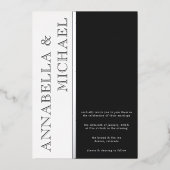 Invitation En Aluminium Typographie moderne Mariage noir blanc (Recto)
