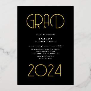 Invitation En Aluminium Typographie moderne Photo Graduation Party