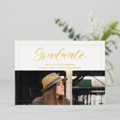 Invitation En Aluminium Typographie moderne Script Photo Graduate Graduate (Debout devant)