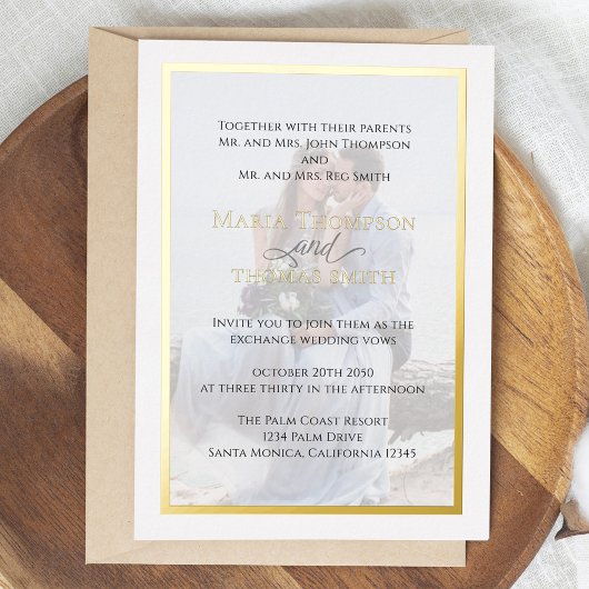 Invitation En Aluminium Typographie noir et blanc Simple Photo Real