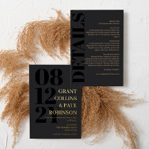 Typographie noir et or charbon 2 en 1 Mariage