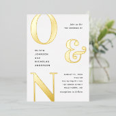 Invitation En Aluminium Typographie or gras mariage moderne + détails (Debout devant)