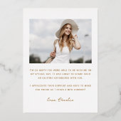 Invitation En Aluminium Typographie or moderne 2 Merci photo Grad (Verso)