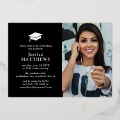 Invitation En Aluminium Typographie Or tendance Photo Collage Graduation (Verso)