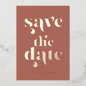 Invitation En Aluminium Typographie Rose moderne de l'or Foil Enregistrer  (Recto)