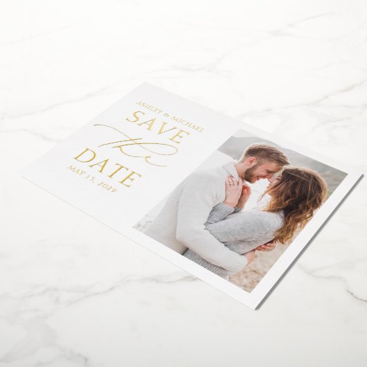 Invitation En Aluminium Typographie simple Mariage photo Enregistrer la da (Rotation)