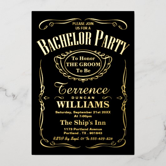 Invitation En Aluminium Typographie Tendance Enterrement de Vie de Garçon  (Recto)